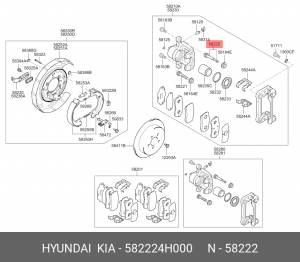 направляющая cуппорта заднего!\ Hyundai ix35/ix55/Veloster, KIA Sportage 10> 582224H000 HYUNDAI