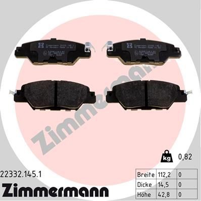 колодки дисковые !задн. 112x43x14 \ Mazda CX-5 15-16 223321451 ZIMMERMANN