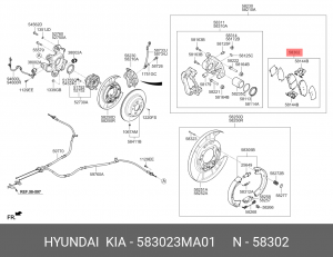 Колодки тормозные HYUNDAI Genesis (07-) KIA Mohave (08-) задние (4шт.) ОЕ 58302-3MA01 HYUNDAI KIA