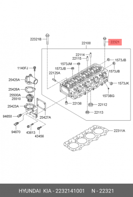 Болт HYUNDAI HD65,72,78,County дв.D4AL головки блока короткий OE 2232141001 HYUNDAI KIA