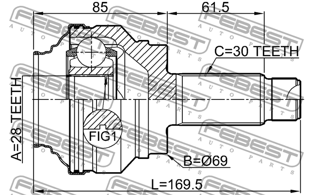 ШРУС внешн задний BMW X5 E70 2006-2013 1910-E70R 1910-E70R FEBEST