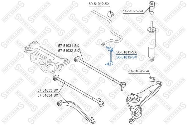 тяга стабилизатора заднего правая!\ Hyundai Santa Fe all 00> 56-51012-SX STELLOX