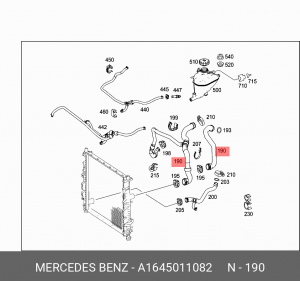 патрубок системы охлаждения!\ MB W164 A1645011082 MERCEDES BENZ