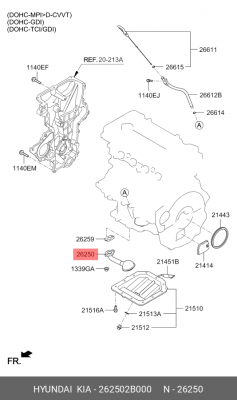 Маслоприемник 262502B000 HYUNDAI KIA