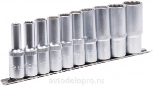 Набор головок (10 предметов) "АвтоDело" (1/2", высоких, планка, 12РТ) 39837 AVTO DELO
