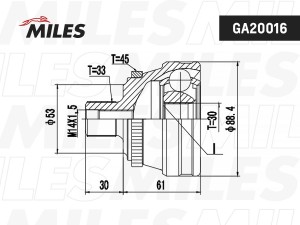 ШРУС наружный AUDI 80/A4 1.6-2.8 86-01 (с ABS) (GSP 803026) GA20016 GA20016 MILES