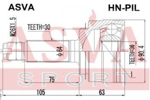 ШРУС НАРУЖНЫЙ 36x64x30 (10013160/040720/0337272/10, Китай) HN-PIL ASVA