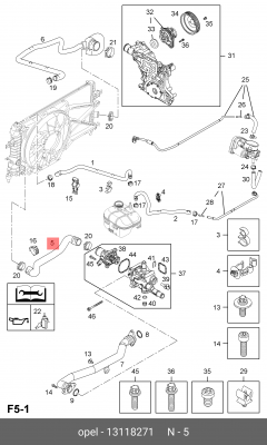 Патрубок OPEL Astra H (04-) радиатора нижний OE 13118271 GENERAL MOTORS