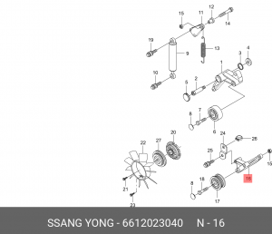 6612023040 Кронштейн ролика ремня генератора S.Y.MUSSO,KORANDO ориг. () обводног 6612023040 SSANG YONG