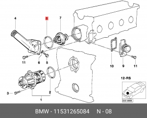 Прокладка BMW 3 (E30,E36),5 (E34,E39) OPEL Omega B термостата OE 11 53 1 265 084 BMW