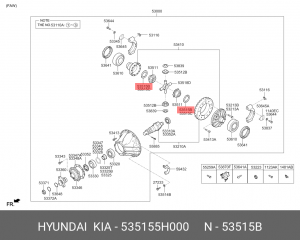 Шайба HYUNDAI HD65,72,78,County полуосевой шестерни OE 535155H000 HYUNDAI KIA