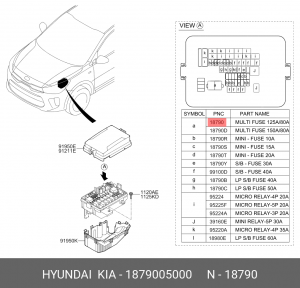 Предохранитель 125A HYUNDAI Solaris (17-) OE 1879005000 HYUNDAI KIA
