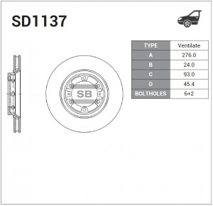 Диск тормозной передний HYUNDAI STAREX 97-01 SD1137 SD1137 SANGSIN