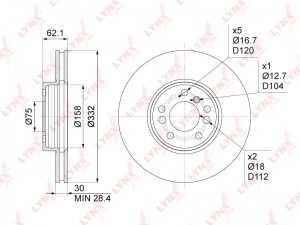 диск тормозной! передний\ BMW X5 3.0/4.4/3.0D 00> BN-1009 LYNXAUTO