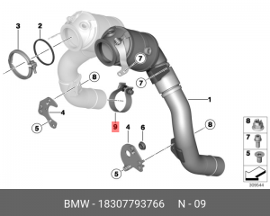хомут глушителя!\ BMW F10/E60/E61/ 01> 18 30 7 793 766 BMW
