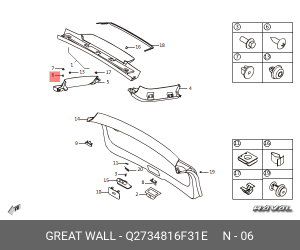 Q2734816F31E ВИНТ САМОНАРЕЗАЮЩИЙ 4,8X16 С ПОЛУКРУГЛОЙ ГОЛОВКОЙ С КРЕСТООБРАЗНЫМ  Q2734816F31E GREAT WALL