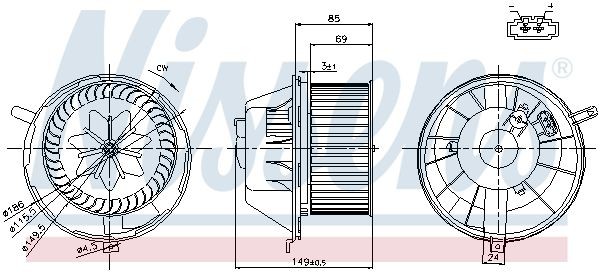 вентилятор отопителя!\ Audi A3, Skoda Octavia, VW Golf V/Passat/Jetta 03> 87034 NISSENS
