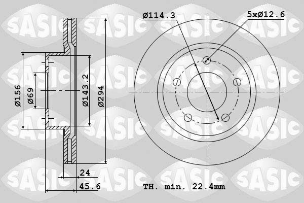 Диски тормозные комплект 2шт MITSUBISHI OUTLANDER 03/CITROEN C-CROSSER/PEUGEOT 4 6100012 SASIC