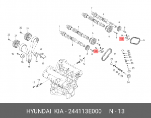 Натяжитель цепи ГРМ HYUNDAI Santa Fe (06-) KIA Mangentis (06-) (2.7) OE 244113E000 HYUNDAI KIA