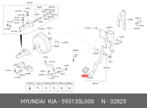 Накладка педали HYUNDAI HD65,78 дв.D4GA тормоза OE 593135L000 HYUNDAI KIA