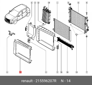 Диффузор RENAULT Logan (14-) радиатора OE 215596207R RENAULT