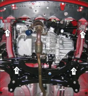 Защита картера двигателя, КПП Toyota Yaris (P2) 2005-2009 V1.4D (сталь 2 мм) 02555 MOTODOR