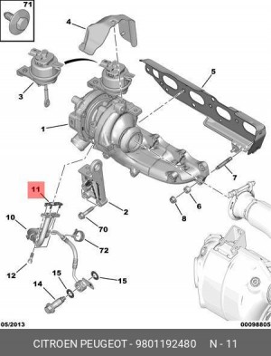 прокладка! трубки слива масла турбокомпрессора\ Peugeot, Citroen 98011924 80 CITROEN PEUGEOT