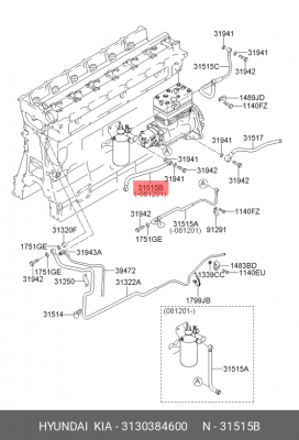 Шланг топливного фильтра UNIVERSE 3130384600 HYUNDAI KIA