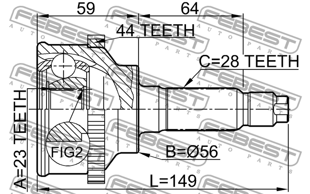 ШРУС наружный MAZDA 626 (91-) комплект FEBEST 0510-018A44 FEBEST