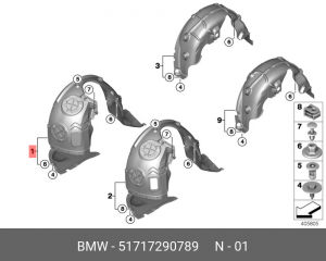 51 71 7 290 789 Кожух колесной ниши Л Пд 51 71 7 290 789 BMW