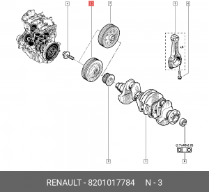шкив коленвала!\ Renault 8201017784 RENAULT
