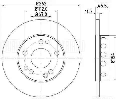 Диск торм. Mercedes 190 (W201) (82-) перед. d=262 (окраш.) (DF 265312) DF 265312 TRIALLI