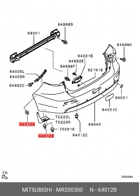 Клипса MITSUBISHI бампера переднего OE MR200300 MITSUBISHI