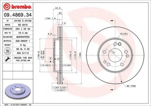 09.4869.34 диск тормозной передний!\MB S124/W124/W201 2.3-3.0TD <98 09486934 BREMBO