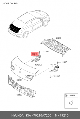 Петля KIA Cerato купе (13-) крышки багажника левая OE 79210A7200 HYUNDAI KIA