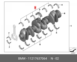 Вкладыш подшипника Gelb !55.75MM(+0.25) \BMW 1' E81, E82, E87, LCI, E88, F20, F2 11 21 7 637 064 BMW