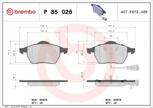 P85026 390 02=FDB590=571512B !колодки дисковые п.\ Audi 100 91-94/A4 95-00/A6 94 P85026 BREMBO
