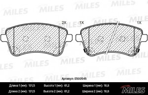 Колодки тормозные передние (Смесь CERAMIC серия PRO) KIA VENGA 10- (TRW GDB3509) E500545 MILES