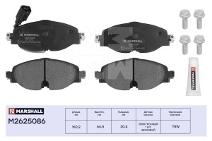 Торм. колодки дисковые передн. Skoda  Octavia III A7 IV A8 12- VW Passat B8 14-  M2625086 MARSHALL