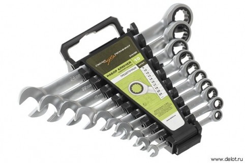 Набор ключей комбинир трещеточных  8пр (8-19мм) холдер /ДЕЛО ТЕХНИКИ/ 515080 DELO TEHNICI