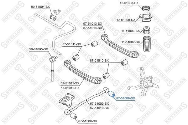 сайлентблок зад. продол. рычага зад.!\ Hyundai Accent all 99> 87-51009-SX STELLOX