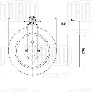 Диск торм. Subaru Legacy IV (03-)/Outback (03-) зад. d=274 (DF 220109)  2шт DF 220109 TRIALLI