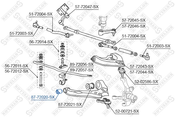 сайлентблок нижн.рычага пер.!\Mitsubishi Pajero <01/L200 4WD 86-94 87-72020-SX STELLOX
