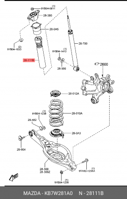 КРОНШТЕЙН БАМПЕРА KB7W281A0 MAZDA