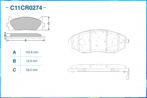 Тормозные колодки передние, Low Metallic C11CR0274 C11CR0274 CWORKS