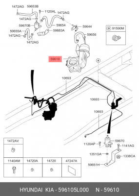 Клапан HYUNDAI HD65,78 дв.D4GA обратный пневмосистемы (горный тормоз) OE 596105L000 HYUNDAI KIA
