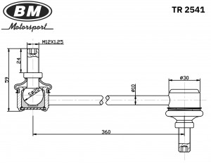 Стойка стабилизатора переднего, праваялевая, BM TR2541 TR2541 BM MOTORSPORT