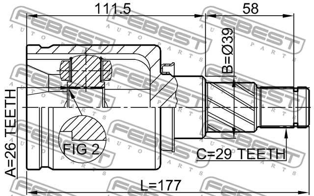 ШРУС 0211-T30LH 0211-T30LH FEBEST