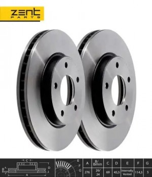 диск тормозной передний! Mitsubishi Lancer 1.5/1.8/2.0Di-D 08> Z05996 ZENTPARTS