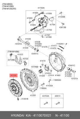 Диск сцепления HYUNDAI HD170 дв.D6ABDD ведомый OE 411007D021 HYUNDAI KIA
